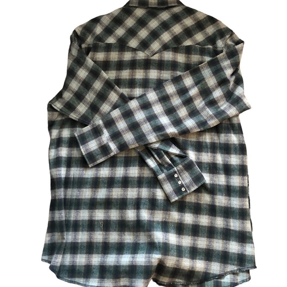 Wrangler Western Pearl Snap Flannel Shirt Shacket 2XT Green Plaid W/Pockets NEW - Picture 4 of 7